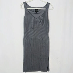 Adrianna Papell Ribbed Surplice Direction Pintuck Sleeveless Bodycon Dress sz.8